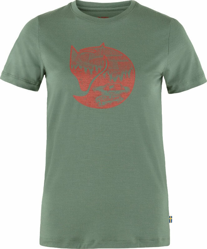Outdoor T-Shirt Fjällräven Abisko Wool Fox SS W Patina Green/Terracotta Brown L Outdoor T-Shirt