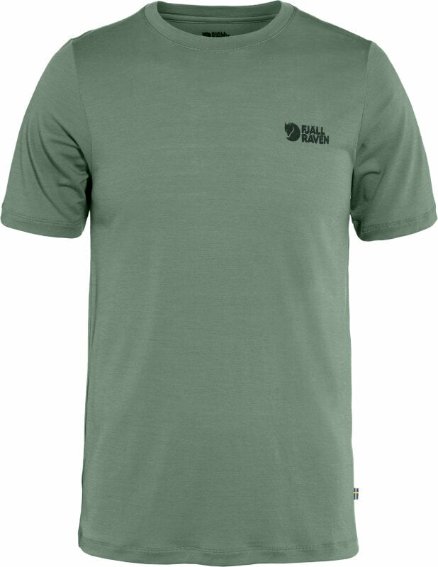 T-shirt de exterior Fjällräven Abisko Wool Logo SS M Patina Green S T-Shirt