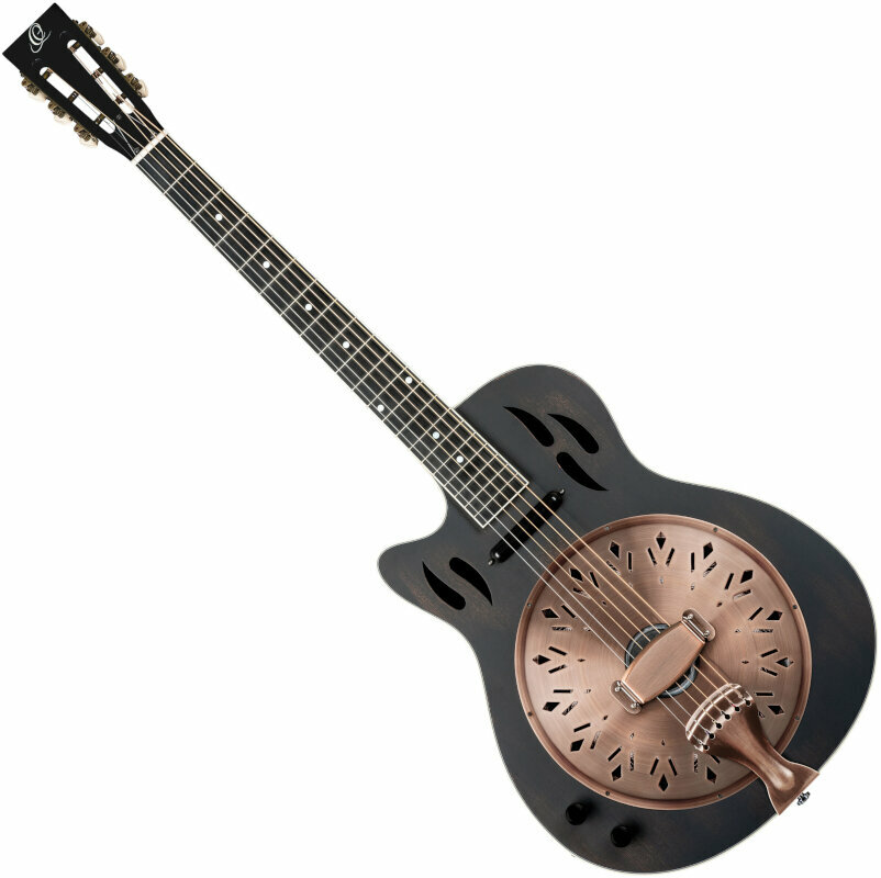 Resonator Guitar Ortega RRG40CE-DBK-L Distressed Black Satin
