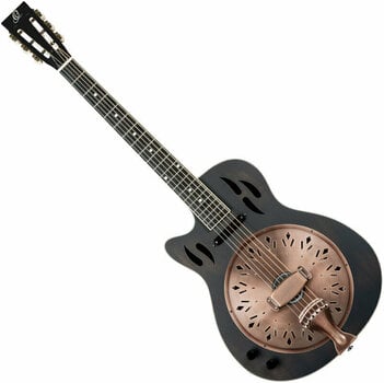 Resonator Guitar Ortega RRG40CE-DBK-L Distressed Black Satin - 1