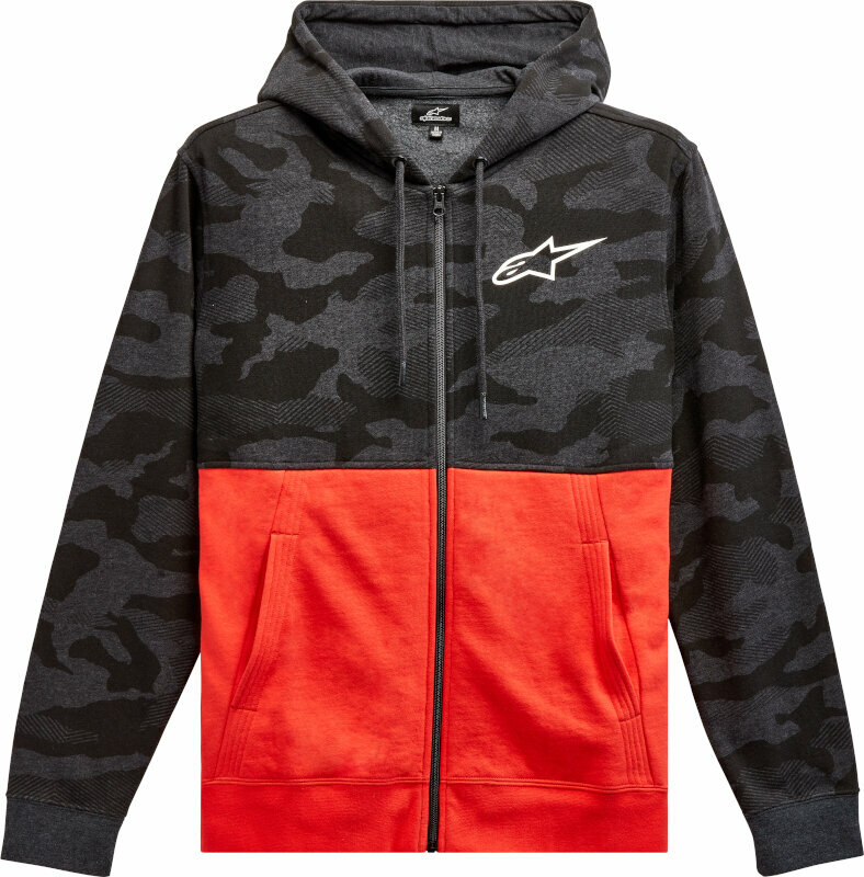 Horgászpulóver Alpinestars Camo Block Hood Charcoal Heather/Warm Red 2XL Horgászpulóver