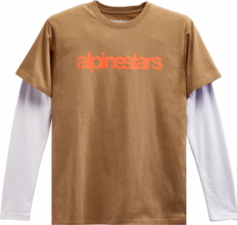 T-Shirt Alpinestars Stack LS Knit Sand/Warm Red M T-Shirt