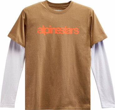 Tee Shirt Alpinestars Stack LS Knit Sand/Warm Red L Tee Shirt - 1