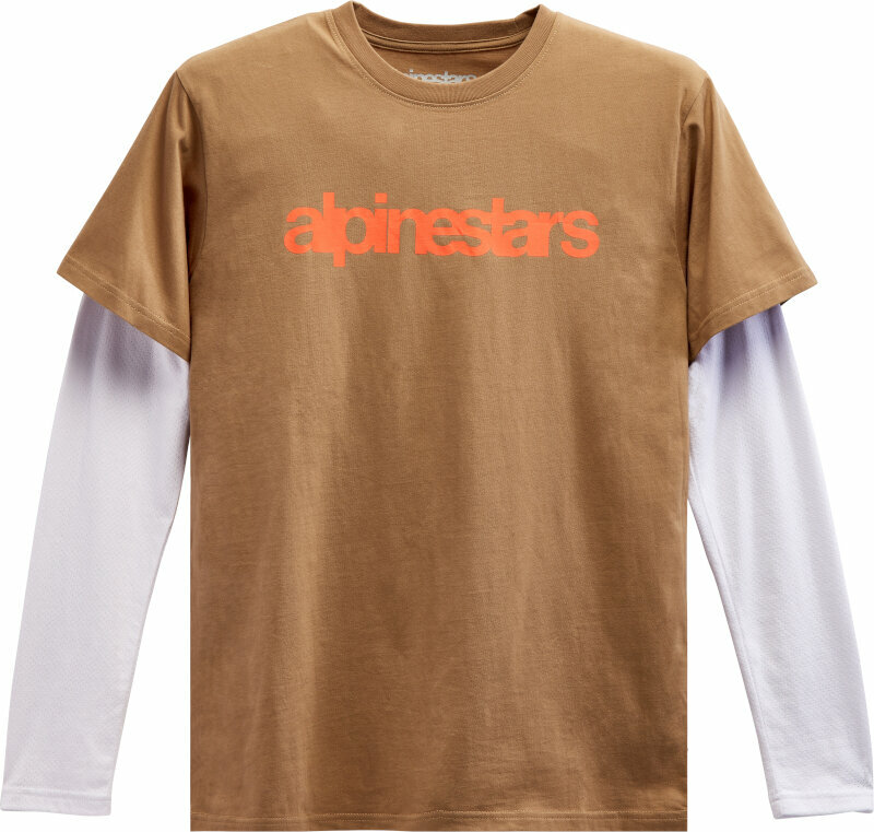 Tee Shirt Alpinestars Stack LS Knit Sand/Warm Red XL Tee Shirt