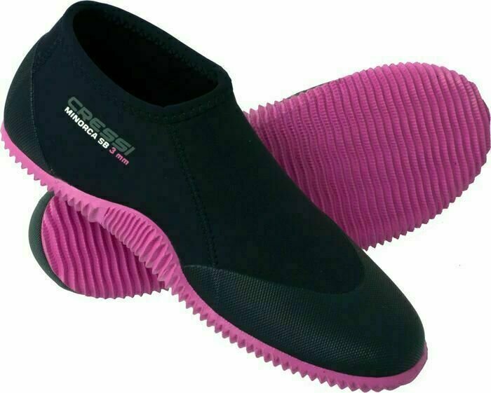 Neoprene Shoes Cressi Minorca 3mm Shorty Boots Black/White/Pink Logo And Pink Solex XS