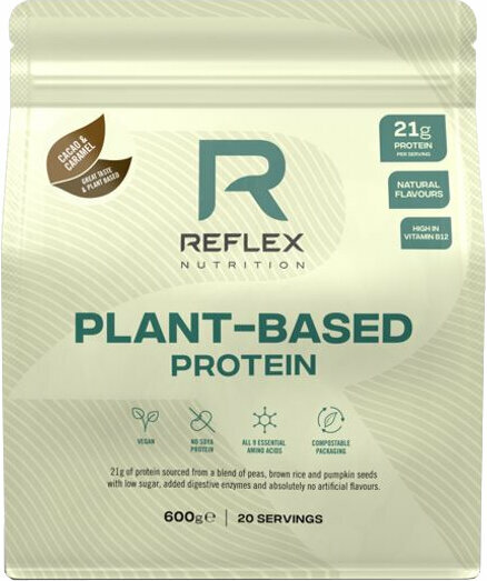 Rastlinný proteín Reflex Nutrition Plant Based Protein Cacao & Caramel 600 g Rastlinný proteín