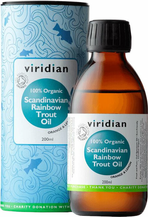 Kwasy tłuszczowe omega-3 Viridian Scandinavian Rainbow Trout Oil Organic 200 ml Kwasy tłuszczowe omega-3