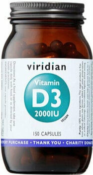 D-vitamiini Viridian Vitamin D3 150 Capsules (2000IU) D-vitamiini - 1