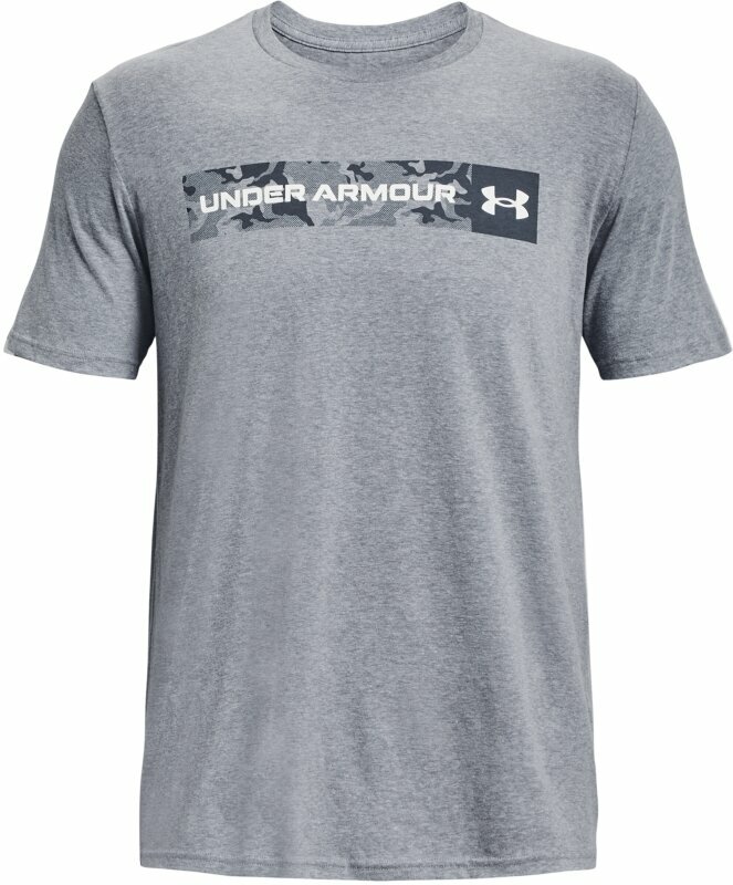 Fitness shirt Under Armour Men's UA Camo Chest Stripe Short Sleeve Steel Light Heather/White S Fitness shirt