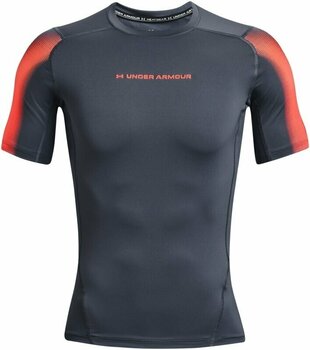 Fitness tričko Under Armour Men's UA HeatGear Armour Novelty Short Sleeve Downpour Gray/After Burn 2XL Fitness tričko - 1