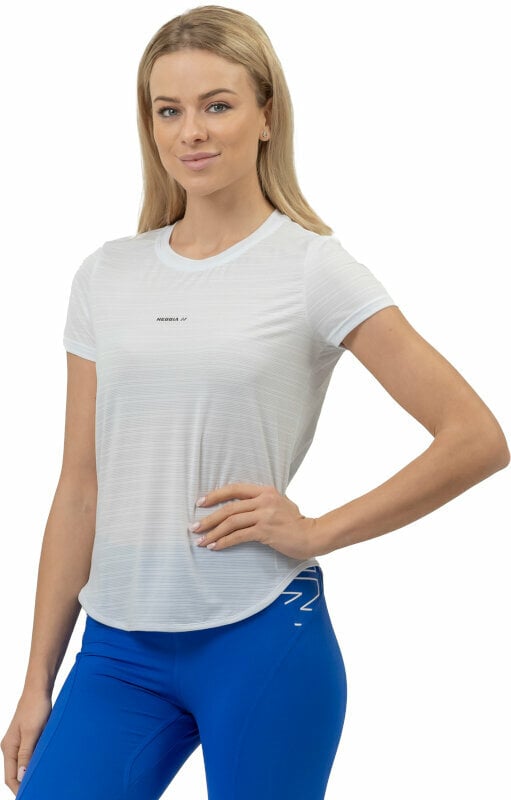 Maglietta fitness Nebbia FIT Activewear T-shirt “Airy” with Reflective Logo White L Maglietta fitness