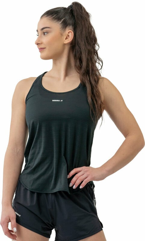 Treenipaita Nebbia FIT Activewear Tank Top “Airy” with Reflective Logo Black XS Treenipaita