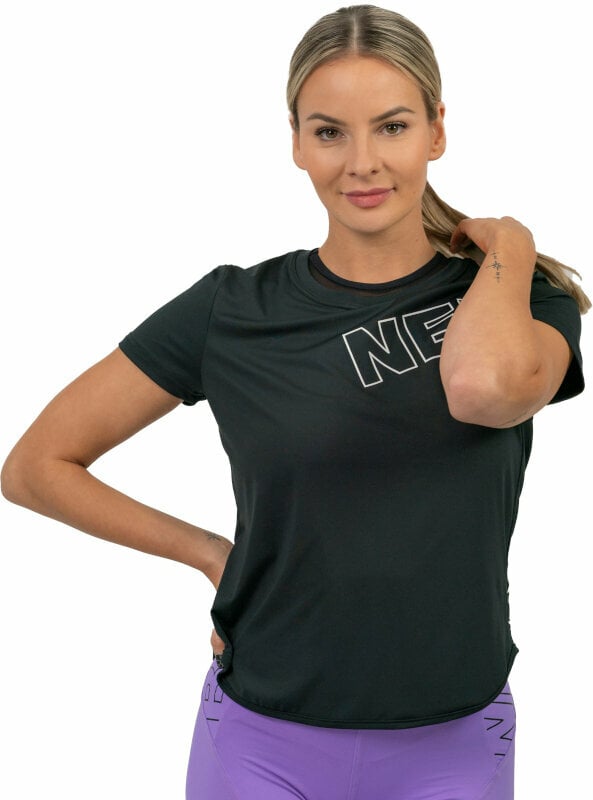 Fitness póló Nebbia FIT Activewear Functional T-shirt with Short Sleeves Black M Fitness póló