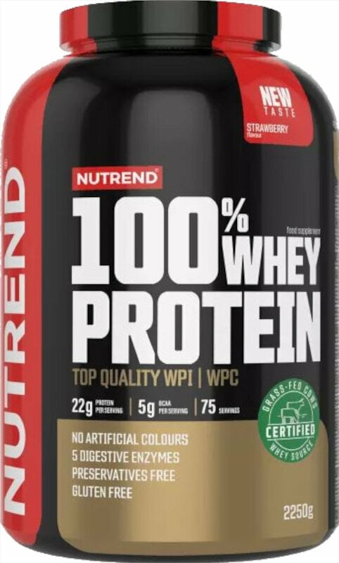 Beljakovine sirotke NUTREND 100% Whey Protein Jagoda 2250 g Beljakovine sirotke
