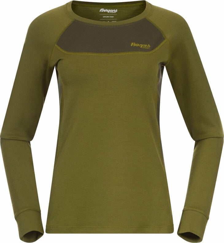 Sous-vêtements thermiques Bergans Cecilie Wool Long Sleeve Women Green/Dark Olive Green XS Sous-vêtements thermiques
