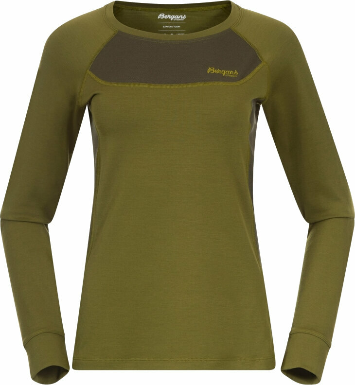 Sous-vêtements thermiques Bergans Cecilie Wool Long Sleeve Women Green/Dark Olive Green S Sous-vêtements thermiques