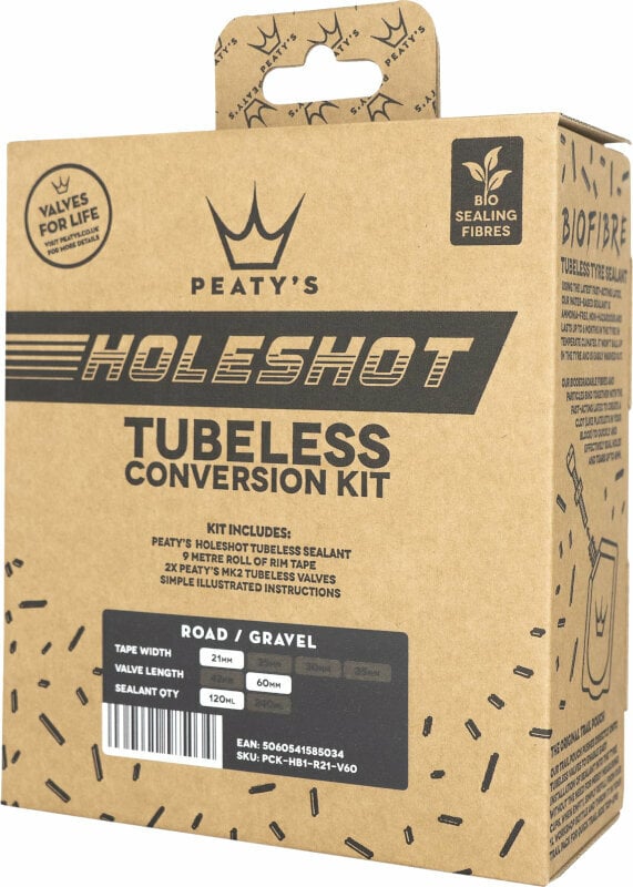 Conjunto de reparação de bicicletas Peaty's Holeshot Tubeless Conversion Kit 120 ml 21 mm 60.0