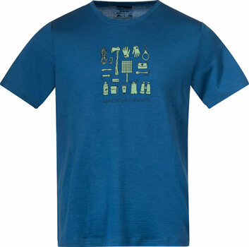 Outdoorové tričko Bergans Graphic Wool Tee Men North Sea Blue/Jade Green/Navy Blue S Tričko - 1