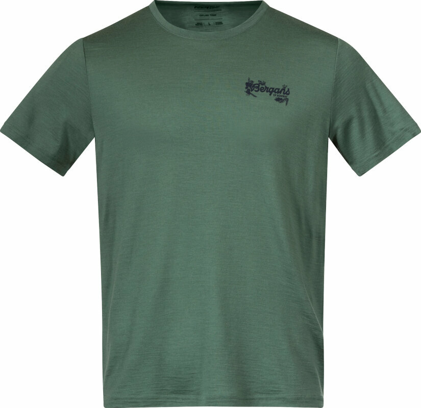 Friluftsliv T-shirt Bergans Graphic Wool Tee Men Dark Jade Green/Navy Blue M T-shirt