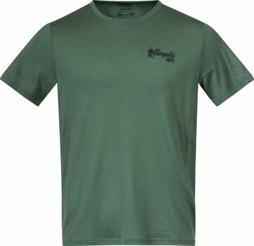 Majica na prostem Bergans Graphic Wool Tee Men Dark Jade Green/Navy Blue M Majica s kratkimi rokavi - 1