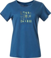 Outdoorové tričko Bergans Graphic Wool Tee Women North Sea Blue/Jade Green/Navy Blue XS Tričko
