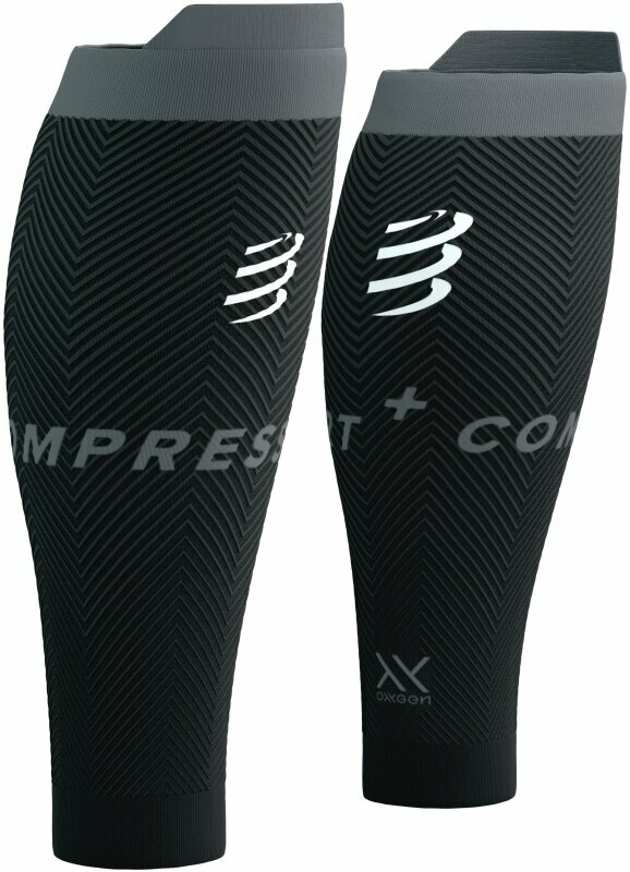 Cubre-pantorrillas para corredores Compressport R2 Oxygen Black/Steel Grey T2 Cubre-pantorrillas para corredores