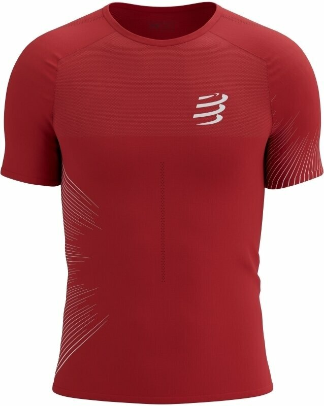 Tricou cu mânecă scurtă pentru alergare Compressport Performance SS Tshirt M High Risk Red/White XL Tricou cu mânecă scurtă pentru alergare