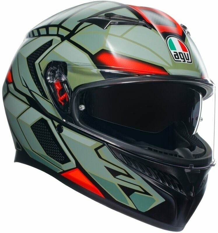 Hjälm AGV K3 Decept Matt Black/Green/Red XS Hjälm