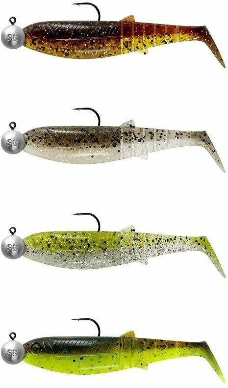 Rubber Lure Savage Gear Cannibal Shad Clear Water Mix Holo Baitfish-Motor Oil UV-Ice Minnow-Chartreuse Pumpkin 10 cm 9 g-10 g