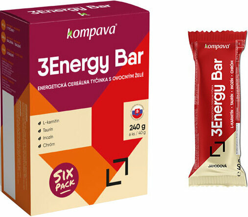 Bar Kompava Sixpack 3Energy Bar Strawberry 6 x 40 g Bar