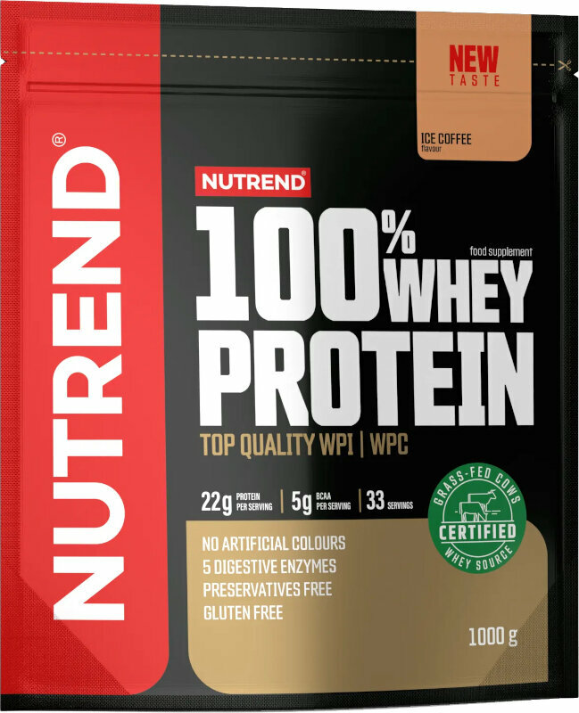 Syrovátkový protein NUTREND 100% Whey Protein Ledová káva 1000 g Syrovátkový protein