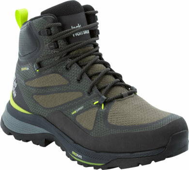 Mens Outdoor Shoes Jack Wolfskin Force Striker Texapore Mid M Lime/Dark Green 42 Mens Outdoor Shoes - 1