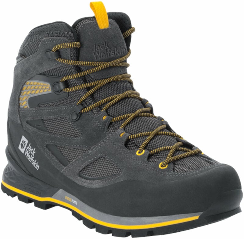 Mens Outdoor Shoes Jack Wolfskin Force Crest Texapore Mid M Black/Burly Yellow XT 42 Mens Outdoor Shoes