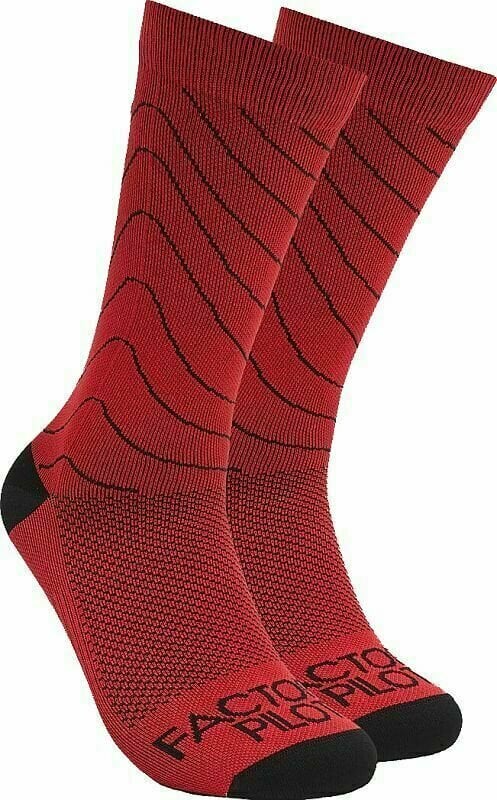 Cyklo ponožky Oakley Factory Pilot MTB Crew Sock Red Line S Cyklo ponožky