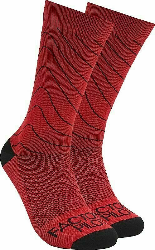 Cyklo ponožky Oakley Factory Pilot MTB Crew Sock Red Line M Cyklo ponožky