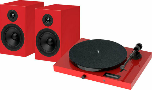 Kit Turntable Pro-Ject Juke Box E1 + Speaker Box 5 OM5e Roșu Lucios - 1
