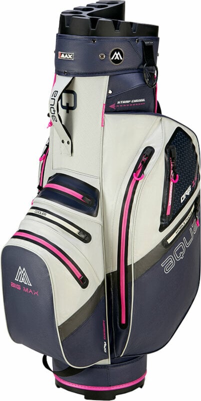 Golf Bag Big Max Aqua Silencio 4 Organizer Steel Blue/Off White/Fuchsia Golf Bag