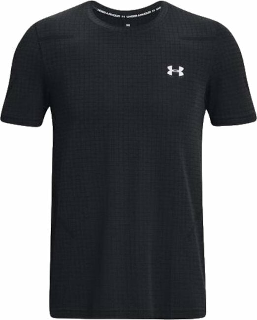 Фитнес тениска Under Armour Men's UA Seamless Grid Short Sleeve Black/Mod Gray S Фитнес тениска