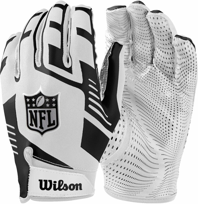 Ameriški nogomet Wilson NFL Stretch Fit Receivers Gloves White/Black Ameriški nogomet