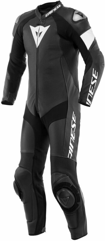 Yksiosainen moottoripyöräpuku Dainese Tosa Leather 1Pc Suit Perf. Black/Black/White 50 Yksiosainen moottoripyöräpuku