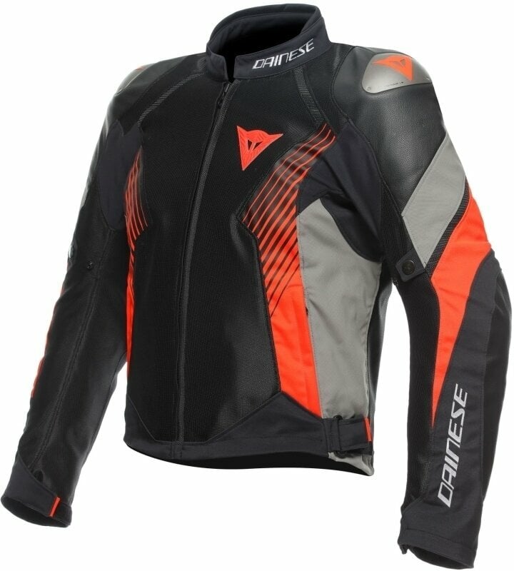 Casaco têxtil Dainese Super Rider 2 Absoluteshell™ Jacket Black/Dark Full Gray/Fluo Red 44 Casaco têxtil