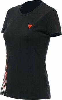 T-Shirt Dainese T-Shirt Logo Lady Black/Fluo Red XL T-Shirt - 1