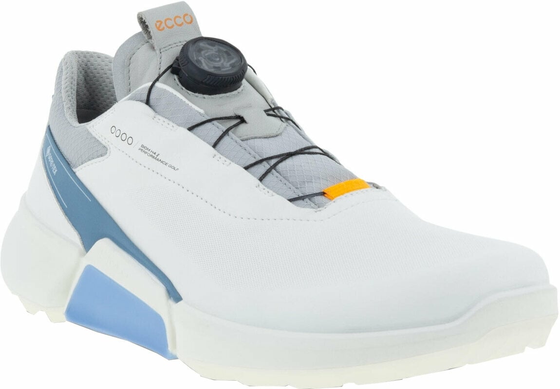 Calçado de golfe para homem Ecco Biom H4 BOA Mens Golf Shoes White/Retro Blue 42