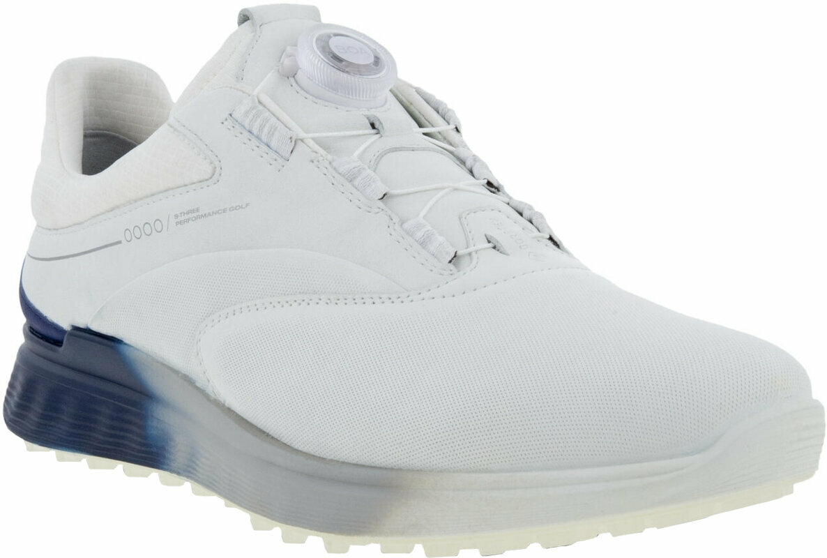Męskie buty golfowe Ecco S-Three BOA Mens Golf Shoes White/Blue Dephts/White 39