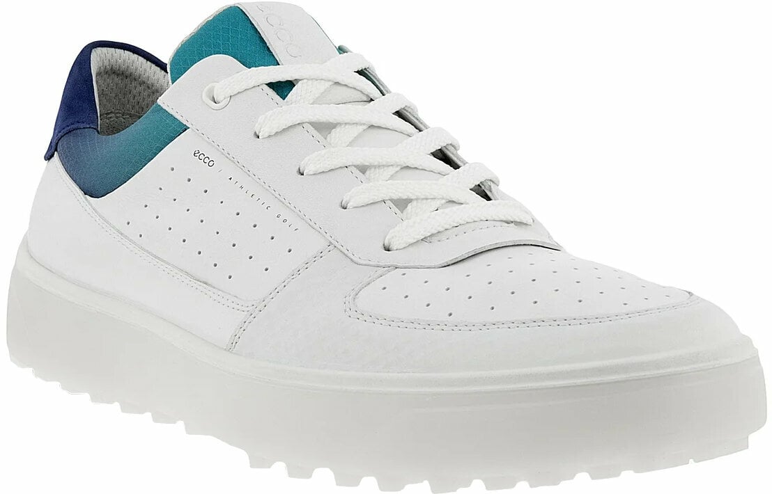 Moški čevlji za golf Ecco Tray Mens Golf Shoes White/Blue Depths/Caribbean 42