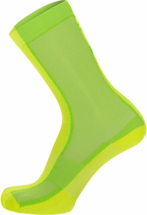 Cyklo ponožky Santini Puro Socks Verde Fluo XL/2XL Cyklo ponožky
