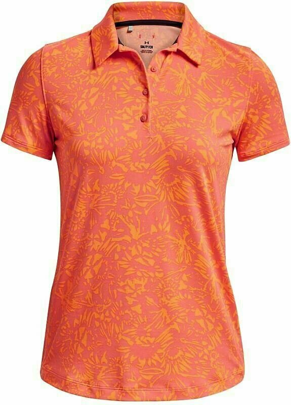 Polo-Shirt Under Armour Women's UA Zinger Printed Pink Shock/Orange Blast/Metallic Silver L Polo-Shirt