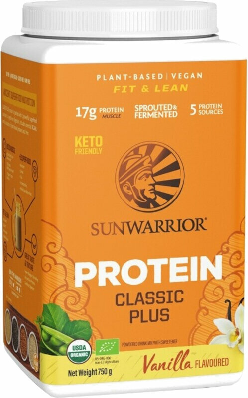 Proteína à base de plantas Sunwarrior Classic Plus Organic Protein Vanilla 750 g Proteína à base de plantas
