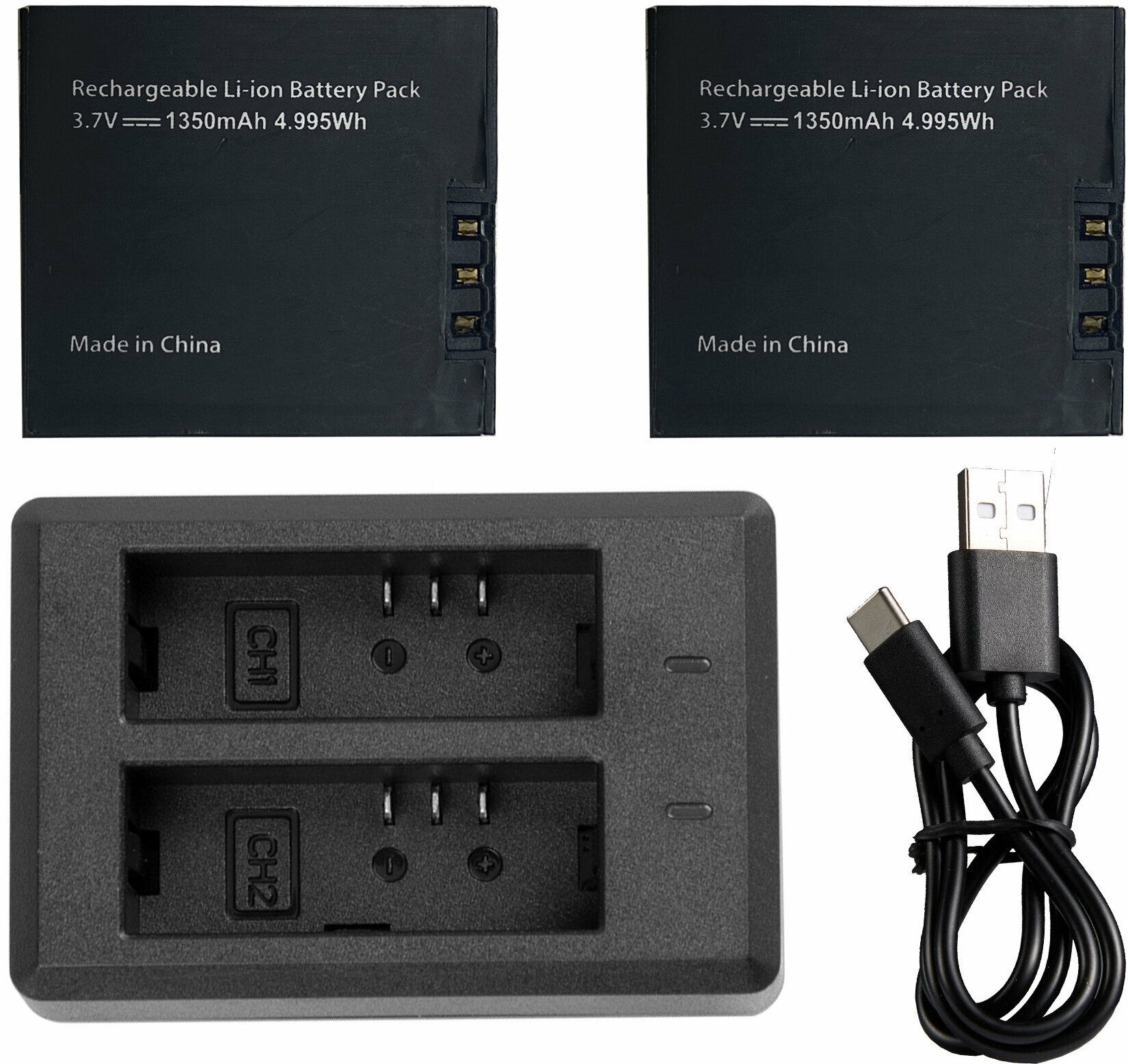 Rechargeable Battery Station GeeKam 1350mAh Akku (3-Pack) Mit