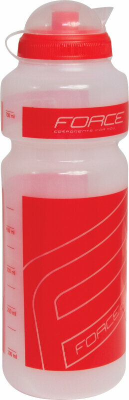 Cyklistická láhev Force Water Bottle "F" Transparent/Red Printing 750 ml Cyklistická láhev